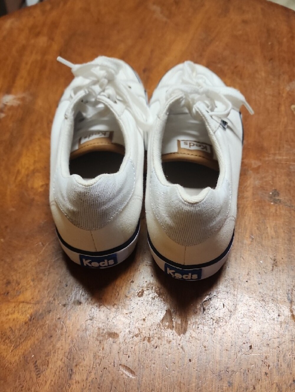 Keds White Canvas Sneakers with Tan Logo Patch and Navy Trim - Picture 4 of 4